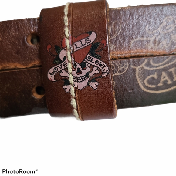 - RARE Ed Hardy Love Kills Slowly Leather Belt - Picture 5 of 12